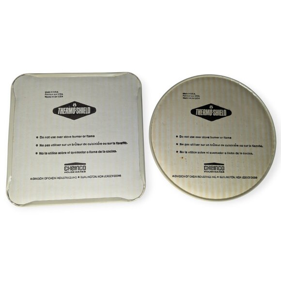 Vintage Cheinco Good Housekeeping Tin Hot Pad Square & Circle Set of 2 - Picture 7 of 9